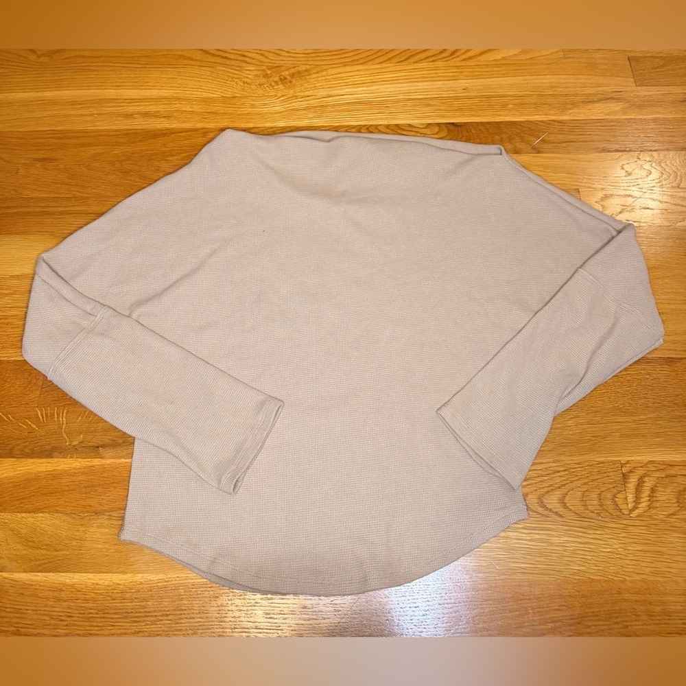 Free People We The People Waffle Knit Dolman Top Large Neutral Beige Oversized